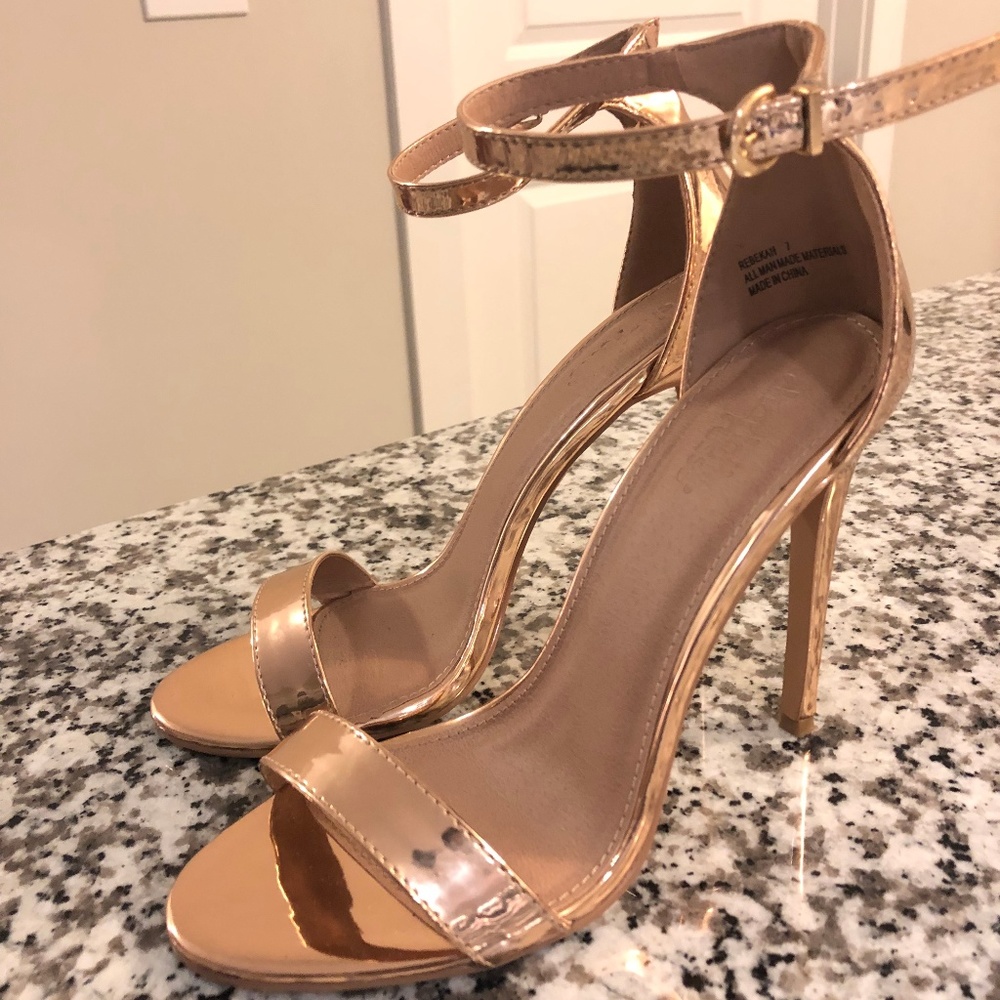 Rose Gold Patent Leather Heels